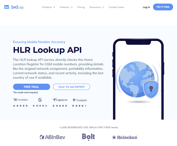 hlr lookup with sms.to