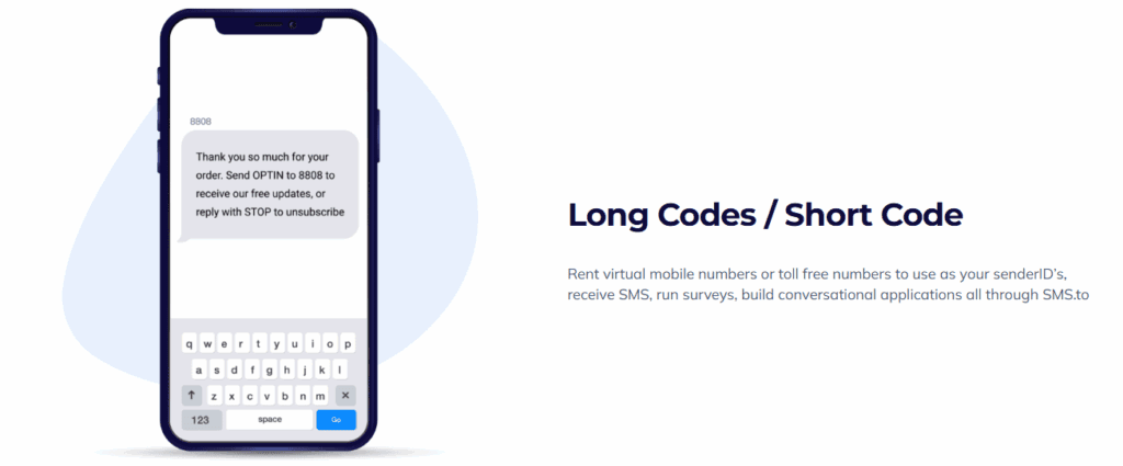 Long/short codes on sms.to